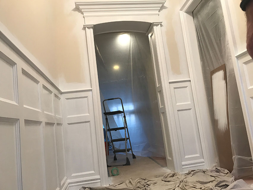 entryway with custom wainscoting installation